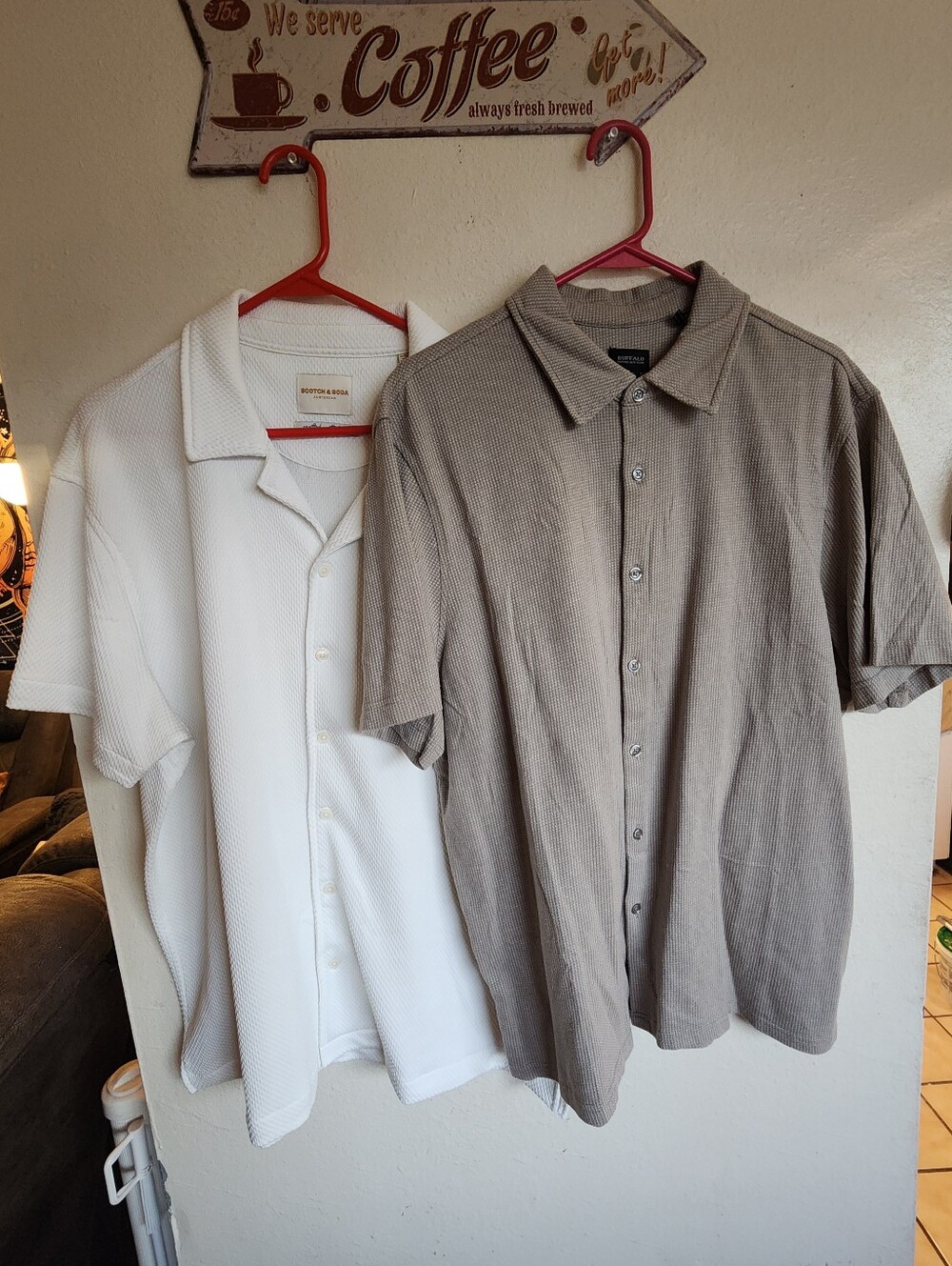 Scotch & Soda Short-Sleeve Button-front Shirt White & Buffalo David Bitton Taupe